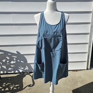 Teal Utility Pocket Apron Dress